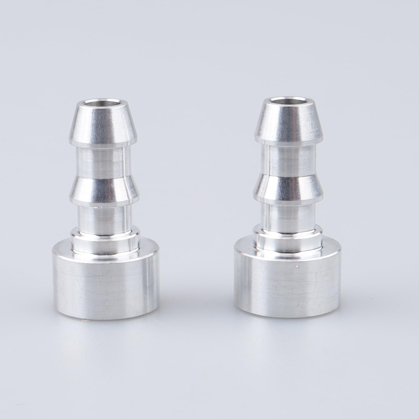 AC Performance 1/4" Weld On Hose Barb Tail Nipple Weldable Fitting Adapter Natural Aluminium, Pack of 2