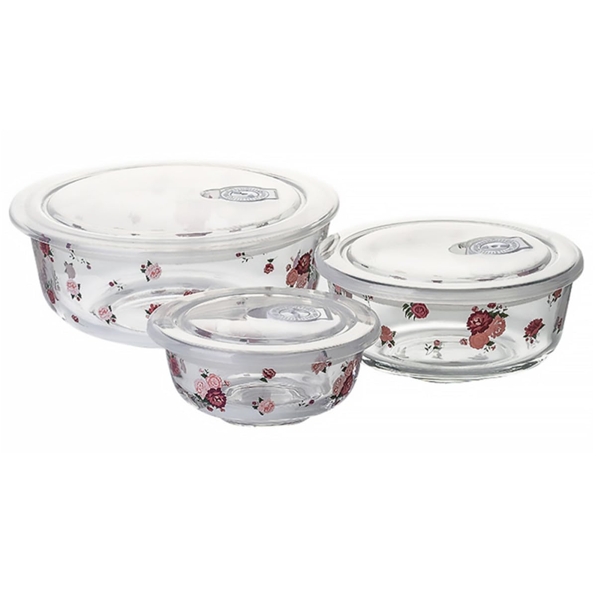 SHERCHPRY 3 Ensaladeras de Cristal con Tapa, Boles para Servir Comida Resistentes al Calor, Fáciles de Limpiar, Ideales para Obsequio de Inauguración de Casa