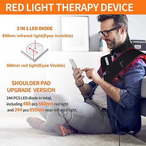 Red & Infrared Light Therapy For Shoulder And Neck, Home Use 850Nm Shoulder Red Light Therapy Device And Infrared Light Neck Pad Full Cover Light Therapy Good For Pain Relief Muscle Relax #TOP6