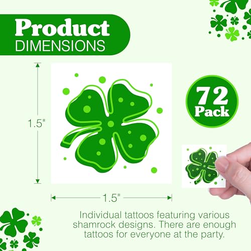 4Es-Novelty-Shamrock-Tattoos-Individually-Wrapped-Bulk-St-Patricks-Day-Tattoos-Party-Favors-for-Kids-Gifts-Adults-Face-Tattoos-Irish-Accessories-72-Pack-Green