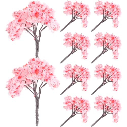 Alipis Lot de 10 Mini Arbres Cerisiers pour Maquettes, Hauteur 6,5 Cm, en Plastique Fleurs Roses, Décoration Paysage Miniature pour Diorama Et Aménagement De...