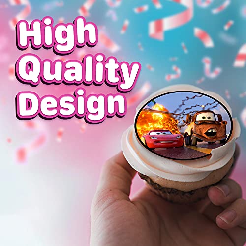 30 X Edible Cupcake Toppers – Cars Lightning Mcqueen Themed Collection Of Edible Cake Decorations | Uncut Edible On Wafer Sheet #TOP2