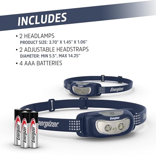 image for Energizer Universal+ LED Headlamp (2-Pack), IPX4 Water Resistant Headl