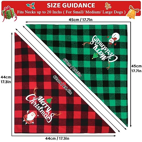 Vivifying Halstuch Hund, 2Pcs Einstellbare Dreieck Hundehalstuch Muster mit Weihnachtsschneemännern und Alten Männern, Hundekostüm Weihnachten für kleine mittlere große Hunde