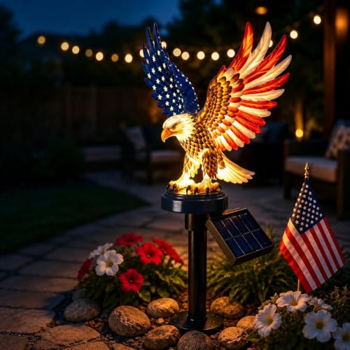 America 250th Solar Eagle Garden Light Patriotic LED Yard Decor for Outdoor