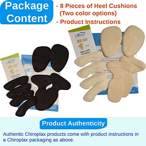 Image of Chiroplax Reusable High Heel Cushion Inserts Pads Forefoot Ball of Foot Back of Heel Cup Grips Protector Liner Anti-Slip Metatarsal Shoe Insoles, 8 pcs (Black)