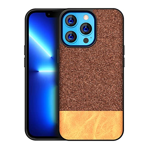 Image of Kapa Soft Fabric & Leather Hybrid Protective Case Cover for Apple iPhone 13 Pro (Brown)