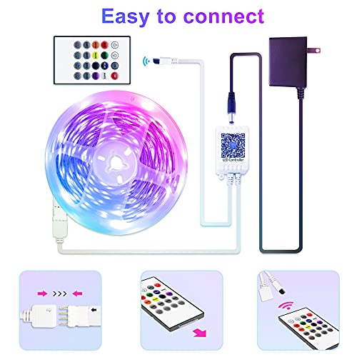 Gupup Bluetooth Led Strip Lights 50Ft,Color Changing Led Lights For Bedroom,Built-In-Mic,Music Sync Led Light Strips,Phone Smart Controlled(App+Remote+Mic)…… #TOP6