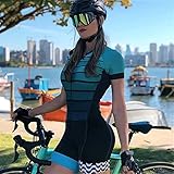 Frauen Radfahren Jersey Kurzarm Radfahren Kleidung Anzug Mountainbike Outdoor Sports Fahrrad Jumpsuit Triathlon (Color : 3, Size : Large 20mm)