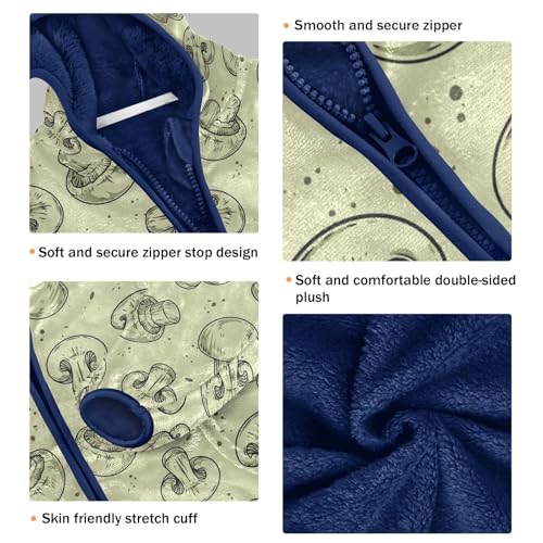 Whole and Sliced Fresh Champignons Girls Fleece Jacket Girls Fall Jacket Girls Zip Up Hoodie Girls Sherpa Jacket 2-10T3