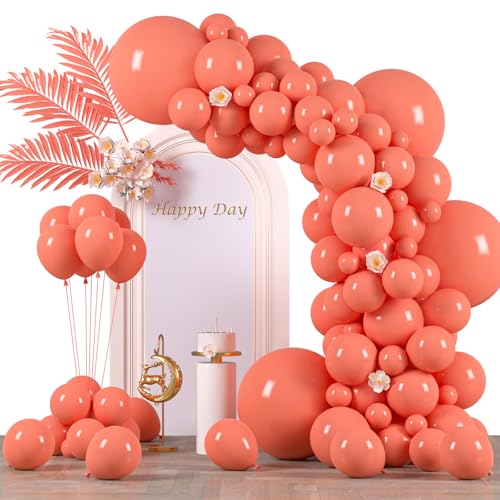 Image of Voircoloria 130pcs Coral Red Balloons Different Sizes 18 inch 12 inch 10 inch 5 inch Pastel Red Latex Balloon Garland Arch Kit for Birthday Baby Shower Graduation Wedding Valentine's Day Christmas Party Decorations