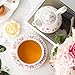 MALACASA Tea for One Set Teapot, Porcelain Tea Pot Set for One, Serving Teapot 11 Ounce, Teacup and Saucer Set, Cup 8.4 Ounce, Saucer 6 Inch, Series SWEET.TIME