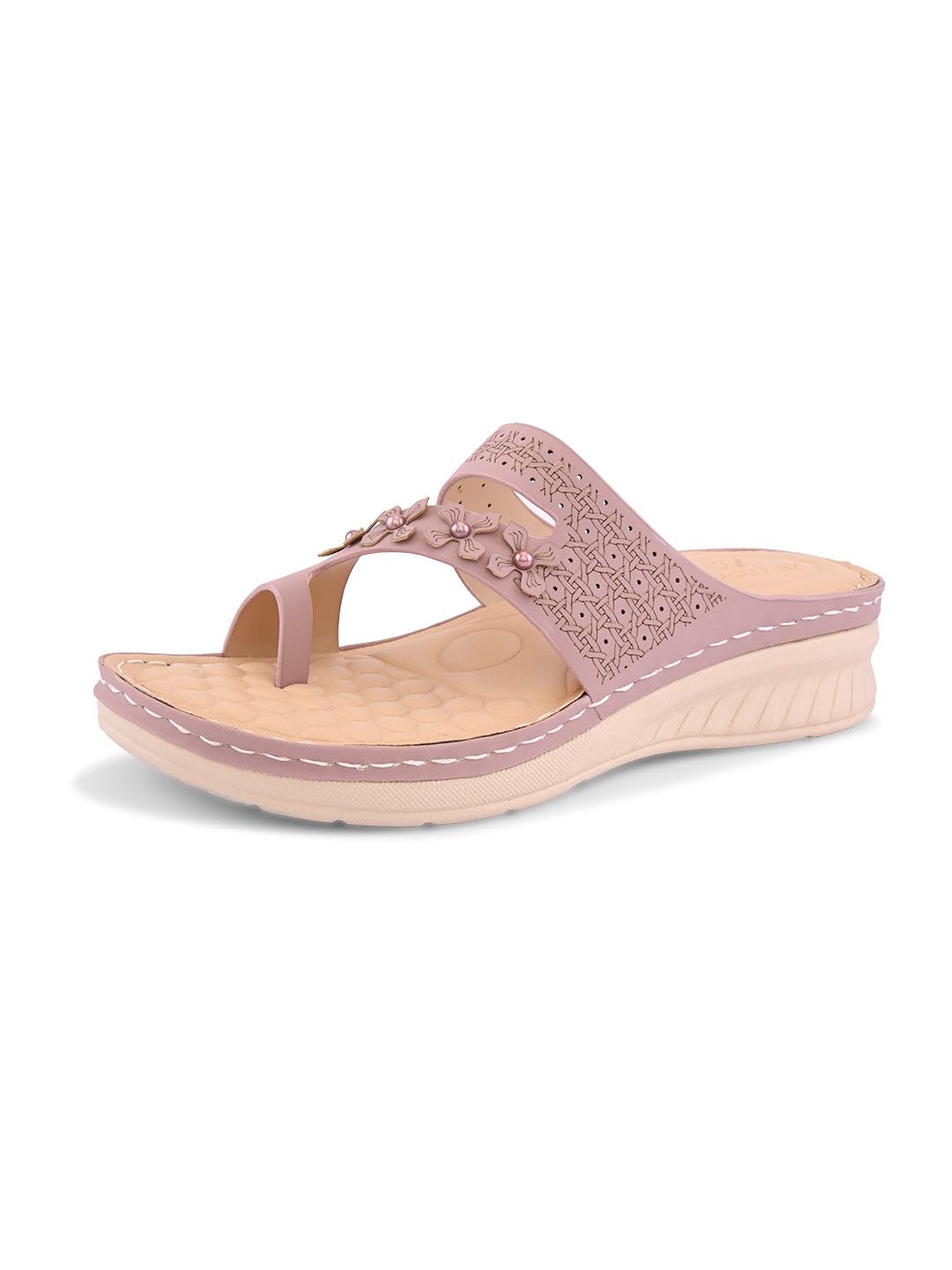 Women’s Casual Comfort Sandals with Floral Embellished Strap & Soft Cushioned Footbed-image-17