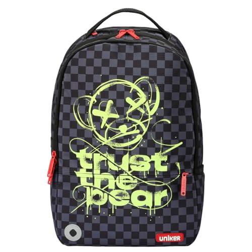 UNIKER Graffiti Backpack, Designer Laptop Backpack for 15.6 Inch Work,Water Resistant Backpack Computer Bag,‌CheckeredBear‌4
