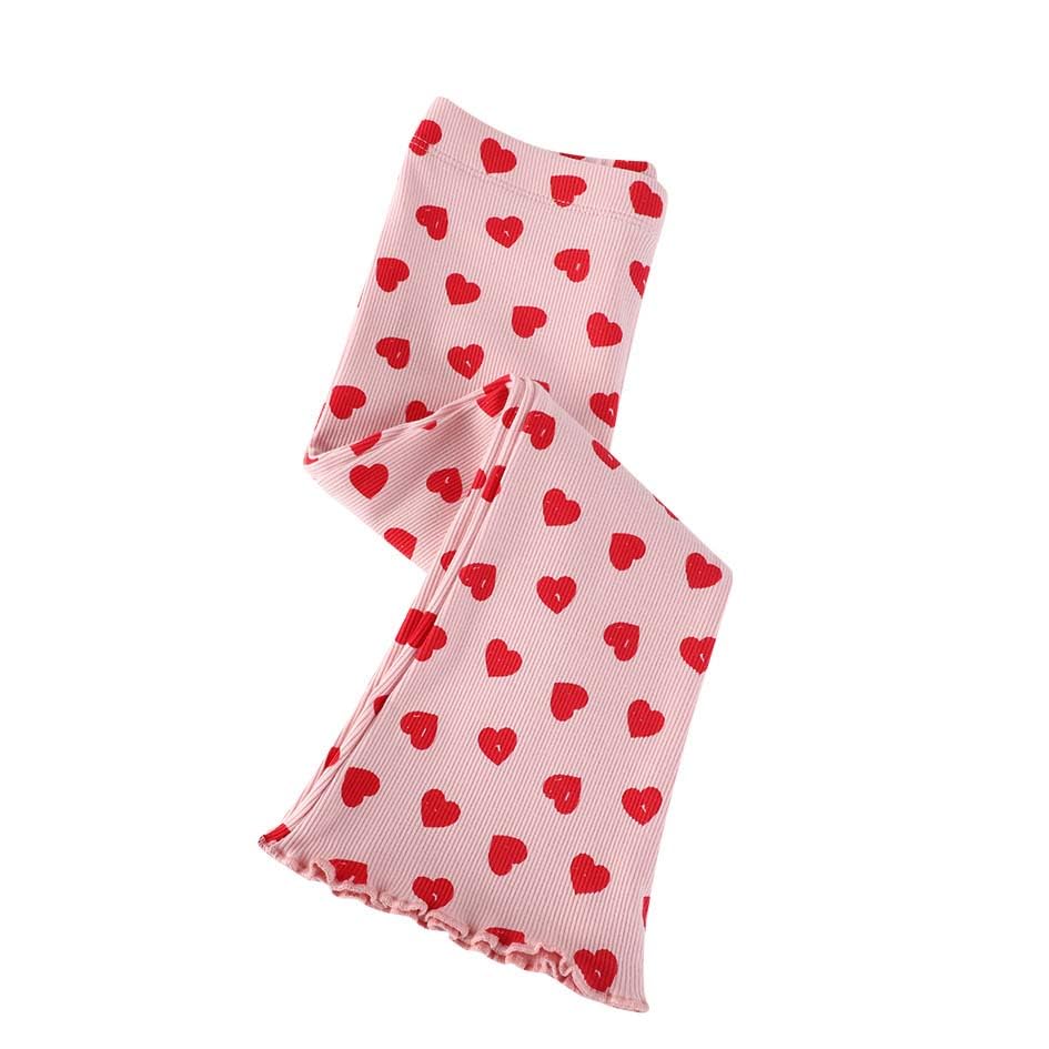 2Years-7YearsToddler Girls Flare Leggings Stretch Pink Heart Dance Yoga Pants Sleep Pants3
