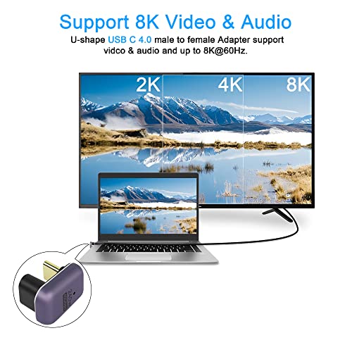 QIANRENON Adapter USB C 240 W 40 Gb/s USB 4.0 typ C mski do eskiego zcze ktowe 180 stopni, wskanik LED 8k przy 60 Hz transmisja audio i wideo, do smartfona, laptopa, tabletu, parowego pokadu