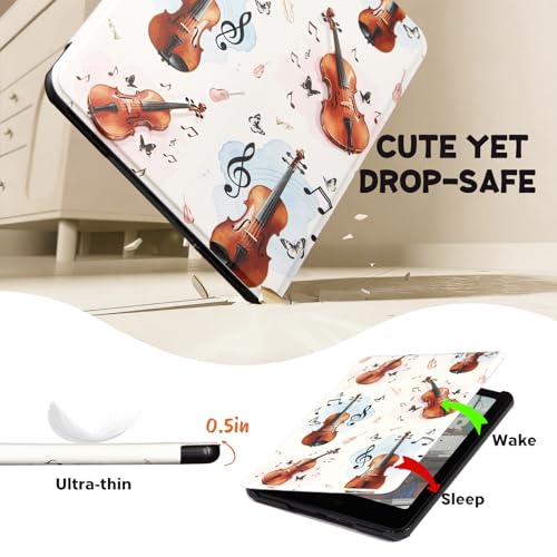 Image of CoBak Lightweight Stand Cute Case for 7 inch Kindle Paperwhite 12th Gen 2024 and Kindle Colorsoft with Right Hand Strap - Compatible with iPhone MagSafe, for Samsung /Anker Wireless Charging Pads