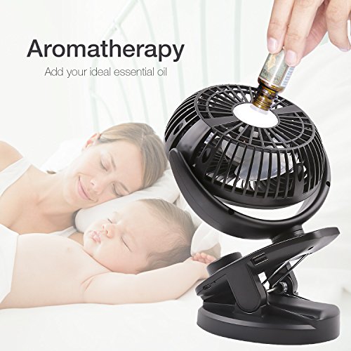 SkyGenius Battery Operated Clip on Portable Fan for Bay Stroller, USB Rechargeable 4400mA Battery Powered Mini Desk Fan