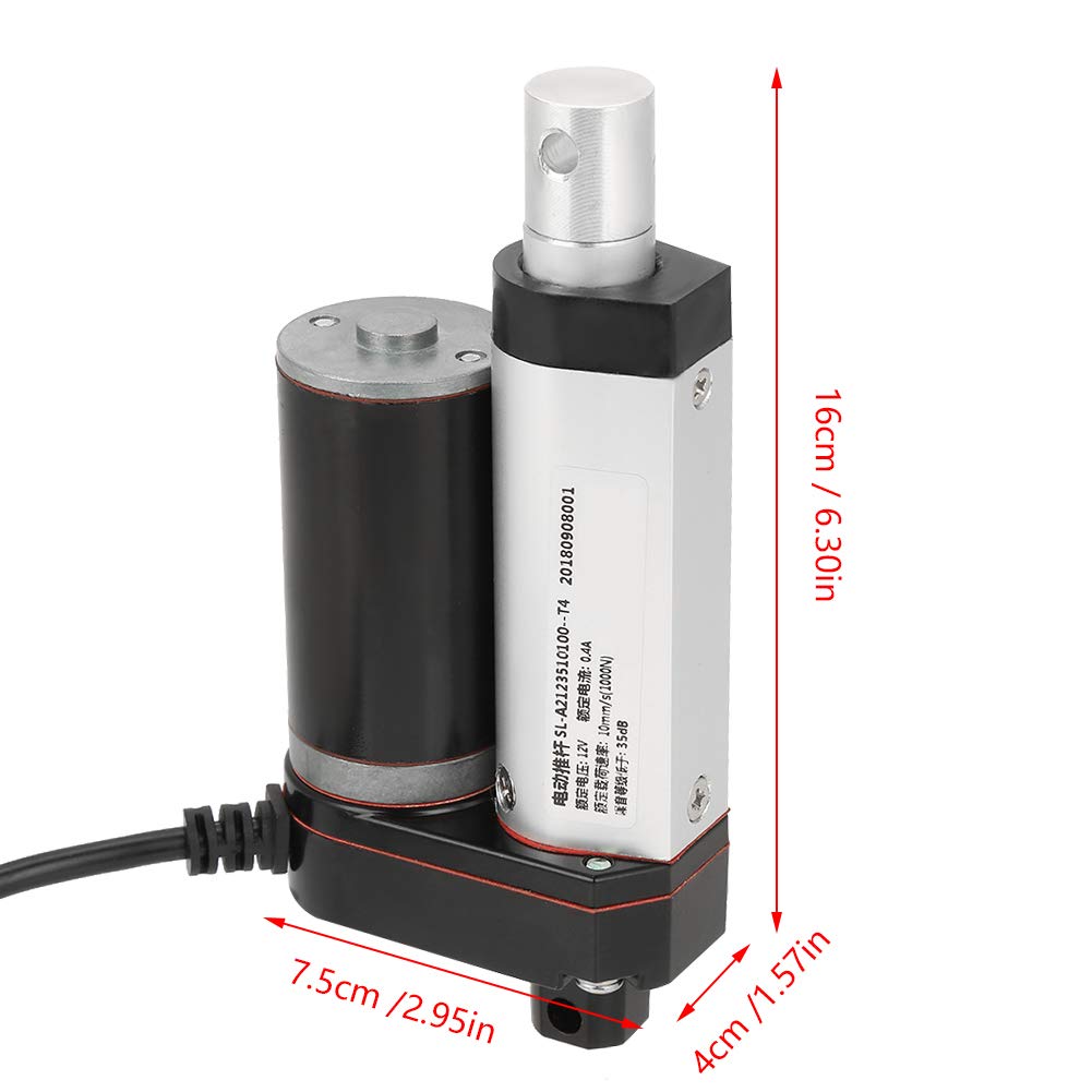 Elektrische lineaire actuator, Walfront lineaire actuator DC 12 V, robuust, 35 mm, maximale slag 1000 N bij maximale snelheid 10 mm/s