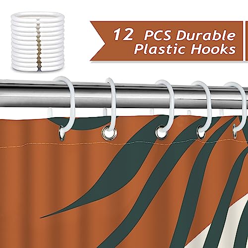 Bonhause Abstract Boho Leaf Shower Curtain Mid Century Modern Minimalist Art Decorative Bath Curtain 72 X 84 Inch Polyester Fabric Waterproof Bathroom Curtain With 12 Hooks #TOP2