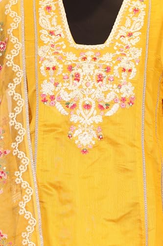 Kurta droite anti-chaleur broderie florale ensemble pantalon confortable - 2