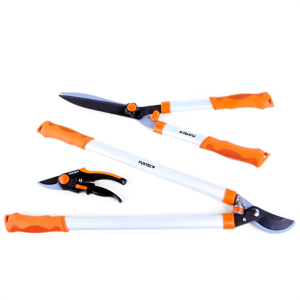 Set premium 3 sécateurs de jardin – à main, branches, haies FUXTEC FX-SPS3 ciseaux de jardin manuel, élagueur pour branches, taille-haie manuel pour mettre vos haies en forme