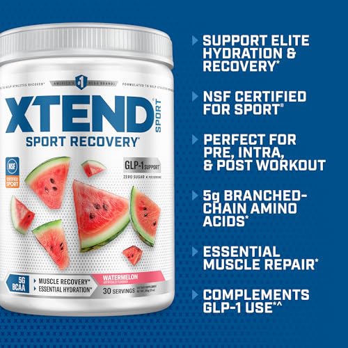 Image of Xtend Sport BCAA Powder Watermelon - Electrolyte Powder for Recovery & Hydration with Amino Acids - 30 Servings