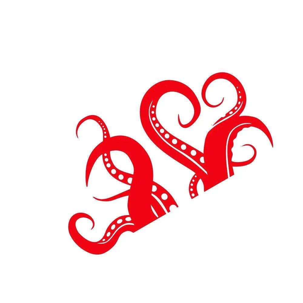 Dabhuoc Glossy Red Car Hood Sticker Artistic Octopus Tentacles Marine Animals Vinyl Decal Personalized Car Body(,53X30cm)