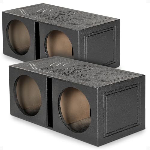 Q Power 15V Dual 15' Vented Port Subwoofer Sub Box w/Bedliner Spray (2 Pack)