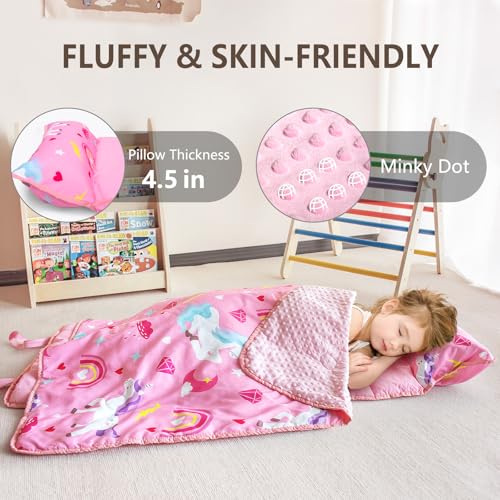 primlect toddler nap mat with removable pillow and fleece blanket extra large 553939x353939 sleeping bag washable light easy to roll up perfect for daycare preschool kindergarten travel
