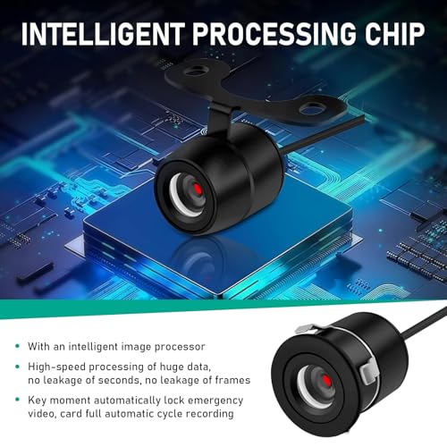 Image of Car Backup Camera, 170 Degree Wide-Angle Night Vision Car Rear Camera, Metal Housing Flush Mount Reverse Camera with Wire Harness, Rear /Side /Front View Camera for Most Cars (Black)