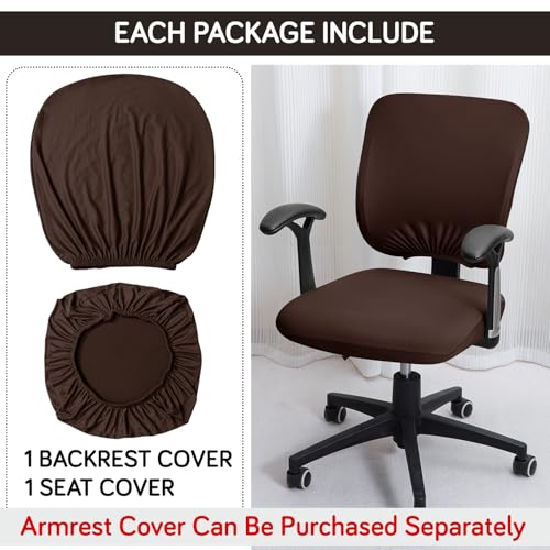 Image of HOKIPO 'SereneSolids' 140 GSM Office Chair Cover for Task Chair - Stretchable Fabric, Washable & Anti-Slip - Fits Small Office Chairs Without Headrest, Coffee (AR-5224-CFE)
