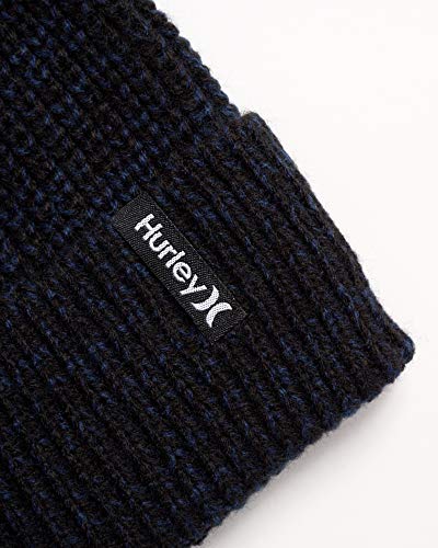 Hurley Men's Cuffed Beanie - Loose Knit Winter Hat, Size One Size, Black/Blue #TOP3