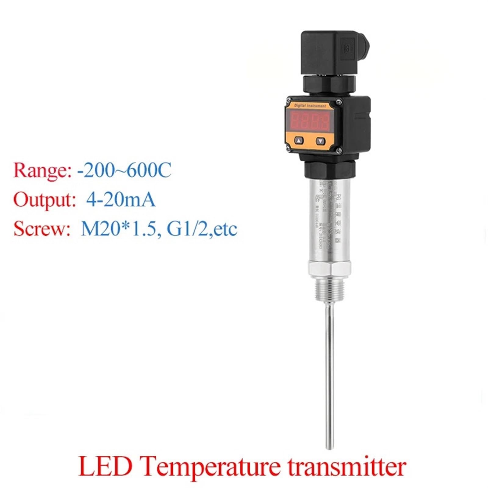 Sensore di temperatura dello strumento di misurazione della temperatura in uscita 4-20 mA for gasolio acqua (Color : 0-200 LED 4-20mA)
