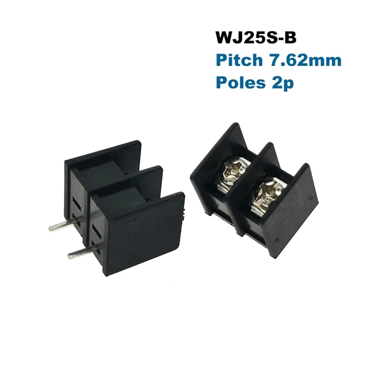 10Pcs 25S-B Pitch 7.62mm Barrier Screw PCB Terminal Block Straight 2/3/4/5/6P Wire Connector Cable 14AWG 15A(6p)