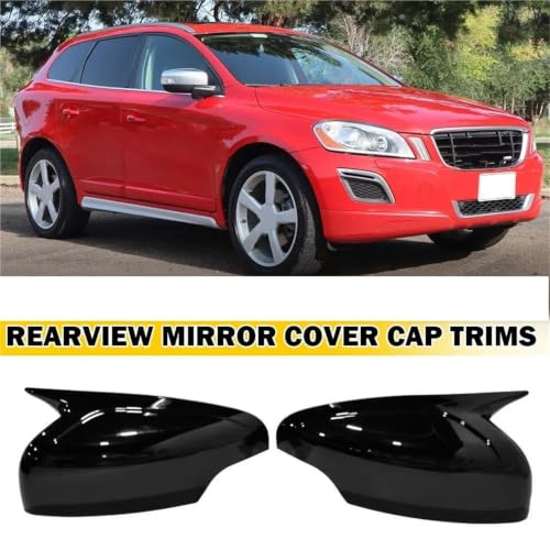 Coque rétroviseur noir brillant style corne de bœuf pour Volvo XC60 2P