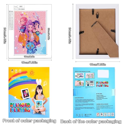 5D Diamond Painting Anime Set mit 18x24 cm Rahmen für Erwachsene, Kinder & Anfänger - Vollständiges DIY Diamant Malerei Bastelset mit Cartoon Motiven, Kreatives Geschenk Mädchen Jungen ab 5-10 Jahre