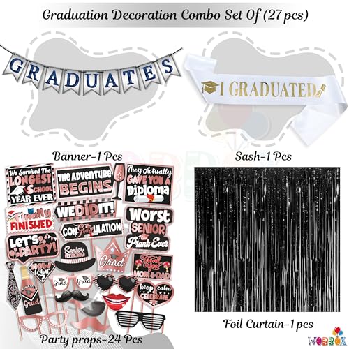Image of Wobbox Graduation Props for Adults, Graduation Party Props, Happy Graduation Banner, Graduation Sash, Graduation Party Decorations Items (FP5055)