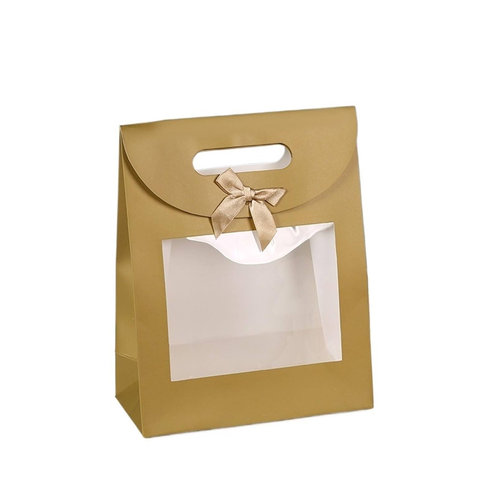 Porta Torta Scatola di Carta da 12 Pezzi con Finestra ribaltata con Fiocco, Confezione for Torta, Caramelle, Custodia da Forno, bomboniera for Festa di Compleanno(Brown,32x23x11cm)