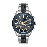 Armani Exchange Men's Analog-Quartz Watch with Stainless-Steel Strap, Blue, 22 (Model: AX1815)