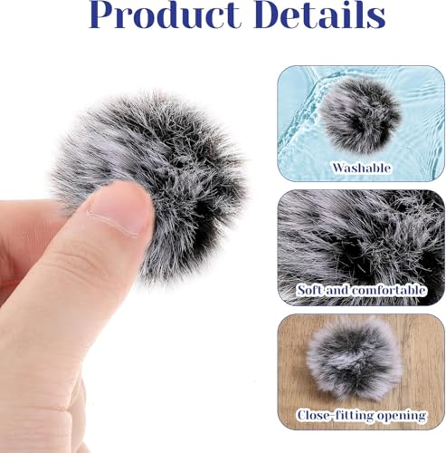 Image of TECHBLAZE Grey Furry Windscreen for Mini Lavalier Microphone Deadcat Windshield Mic Cover Pop Filter, Noise Reduction Furry Wind Muff (2)
