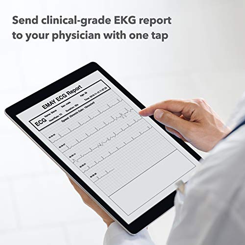 EMAY Portable EKG Monitor | Wireless EKG Monitoring Device with iOS & Android App | Personal ECG Rhythm & Heart Rate Monitor for Home Use | Works with Smartphone and PC