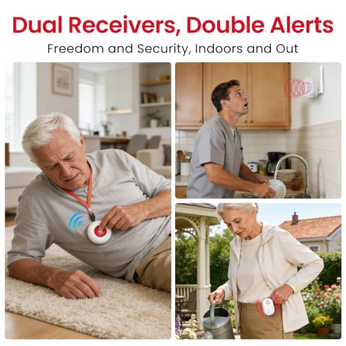 Image of CallToU Wireless Caregiver Pager, 2 Call Buttons for Elderly at Home