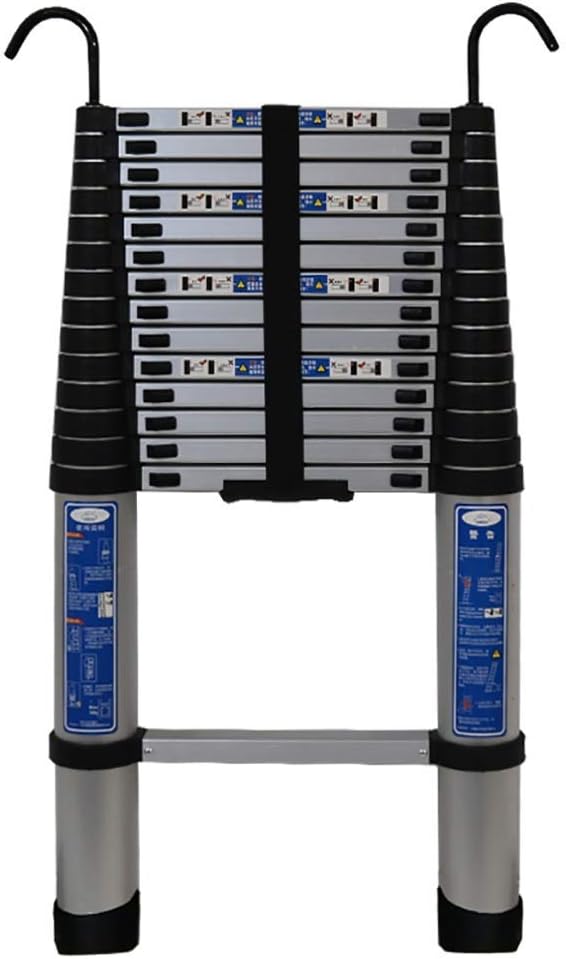 Outdoor Household Ladder,Aluminium Telescoping Ladder - 2M/ 3M/ 4M/ 5M/ 6M Portable Extension Ladder with Hook, for Outdoor Building Maintenance, Load 150 Kg,1.4M/4.6Ft,1.4M/4.6Ft