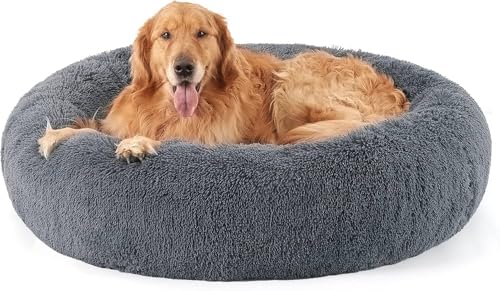 Image of ZEXSAZONE Summer Round Donut Pet Bed for Cats and Puppies Dogs, Cozy and Plush, Raised Bedside Support, Both Sides Use Like 2 in One, Washable, Sizes for Small, Medium, and Large Pets. (Grey, Large)