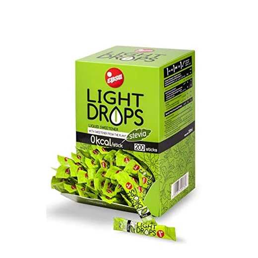EPSA Edulcorante líquido Gotas de luz con edulcorante de la Plantaa de Stevia, total 200 barras (200 porciones, 0 kcal por porción)