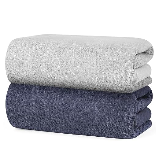URAQT Toallas Baño Grandes, 2pcs Toalla Microfibra Grande Suaves y Ultra Absorbentes, Toalla Gimnasio Secado Rápido, Toalla Playa Grande Multipropósito para Baño, Camping, Hotel, Gym y SPA, 70x140cm
