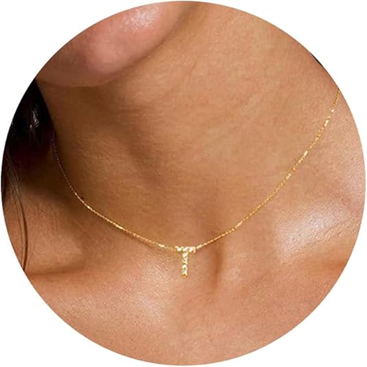 Initial Heart Necklaces for Women - Dainty Cute Necklace Small Layered 14K Gold Plated A-Z Letter CZ Pendant Trendy Satellite Chain Necklaces for Women Non Tarnish Gold Jewelry Set Gift