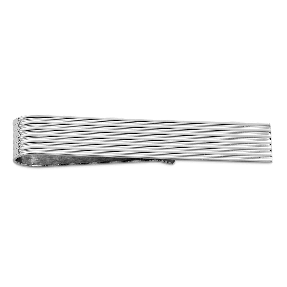 Krawattennadel aus 925er-Sterlingsilber, massiv, poliert, nicht gravierbar, 50 x 7 mm, breite Krawattenklammer für Herren