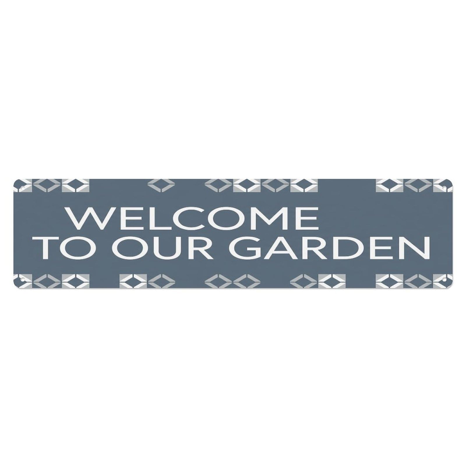 Vintage Welcome to Our Garden Slate Gray Metal Tin Sign